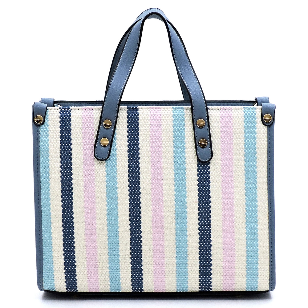 Striped Blue and Pink Women's Tote Bag